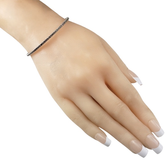 18 Karat White Gold Champagne Diamond Bangle Bracelet #20789 - Picture 7 of 8